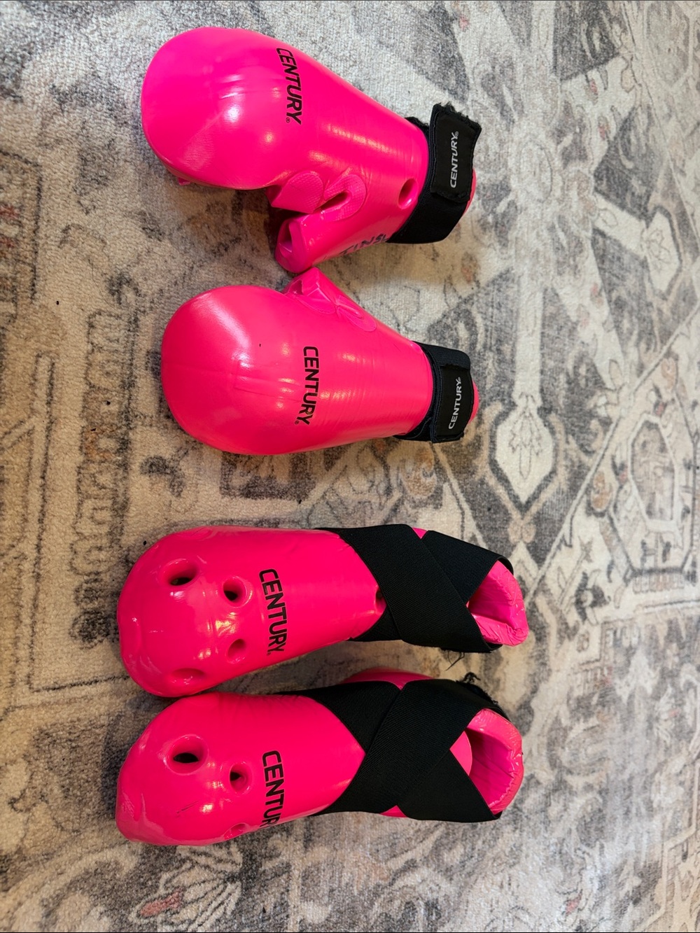 Century Hot Pink Boxing Gloves and Foot Guards Set